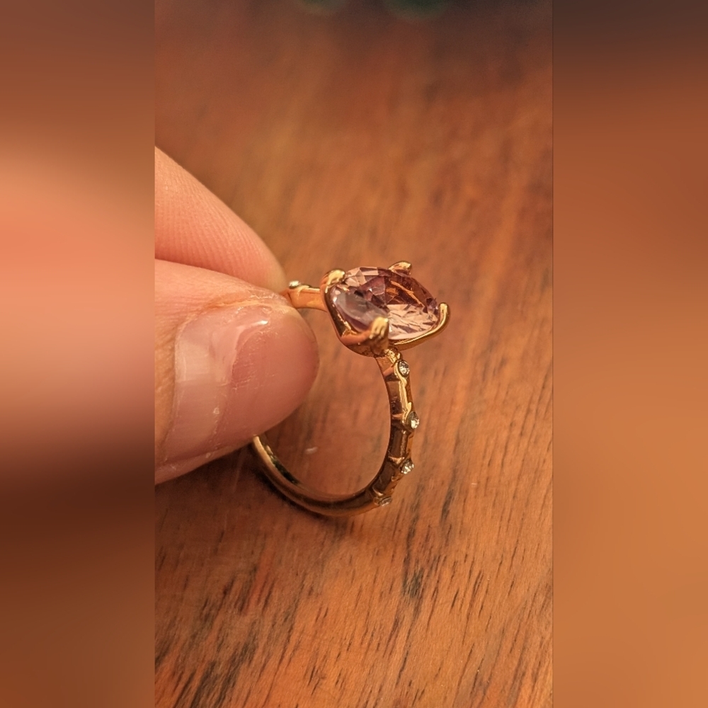 Fashion Jewelry Faux Diamond Brown and Gold Ring Size 7 - Picture 2 of 4